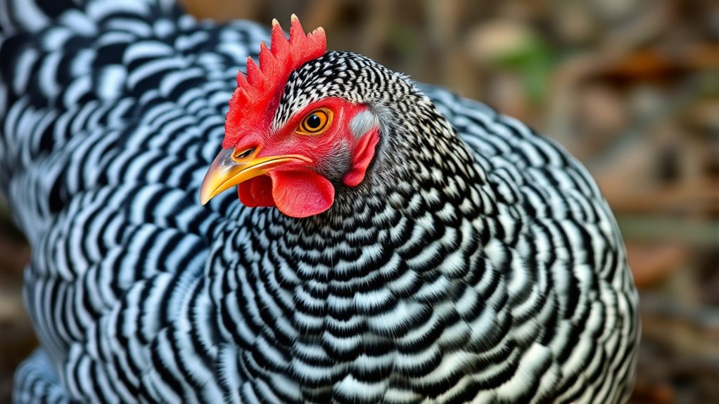 black and white barred feathers
