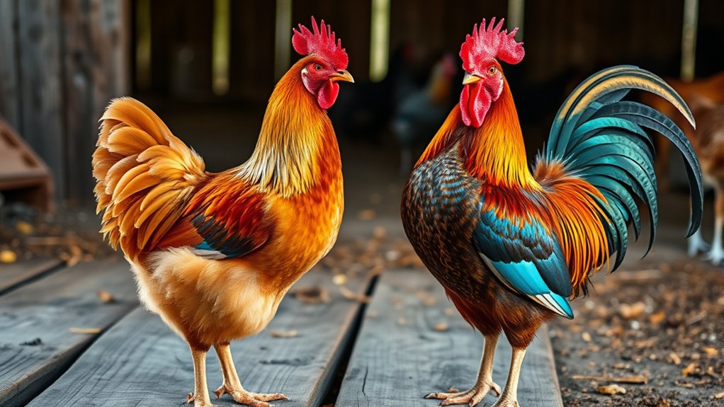 colorful aggressive combs feathers