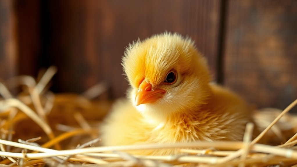 friendly fluffy golden chicks