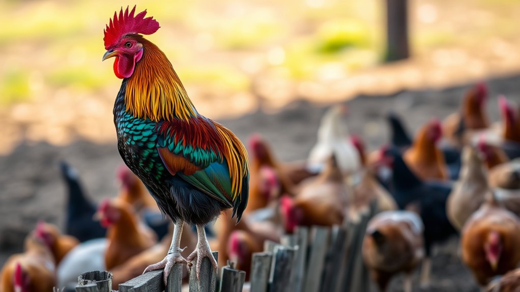 male chicken vibrant feathers