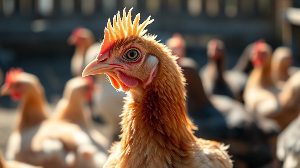 rooster bright plumage crowing